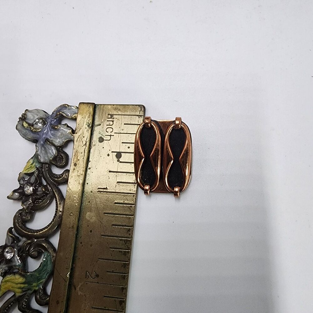 Vintage 1950s Renoir MCM "Espana" Solid Copper Clip On Earrings Square Shape - Picture 5 of 7